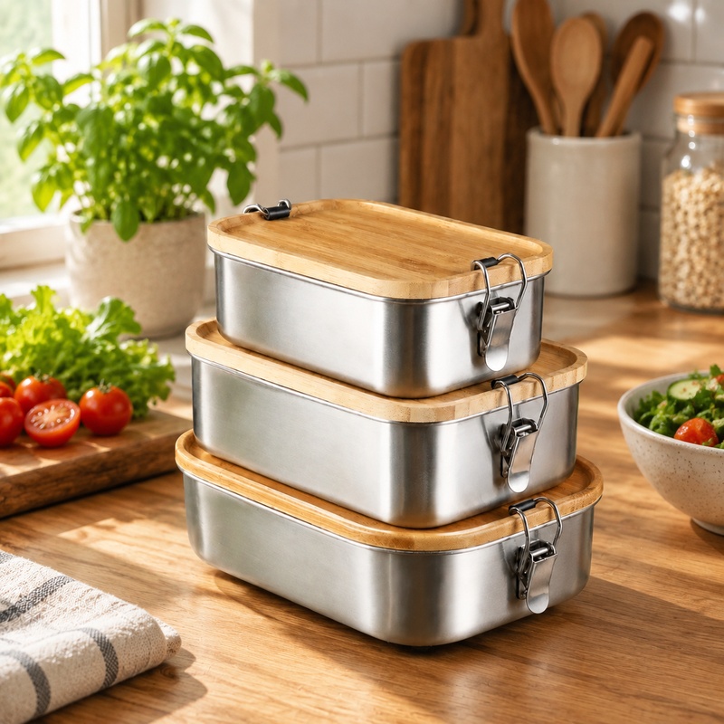 Food Storage Box Stainless Steel - Durable 304 Stainless Steel Lunch Box