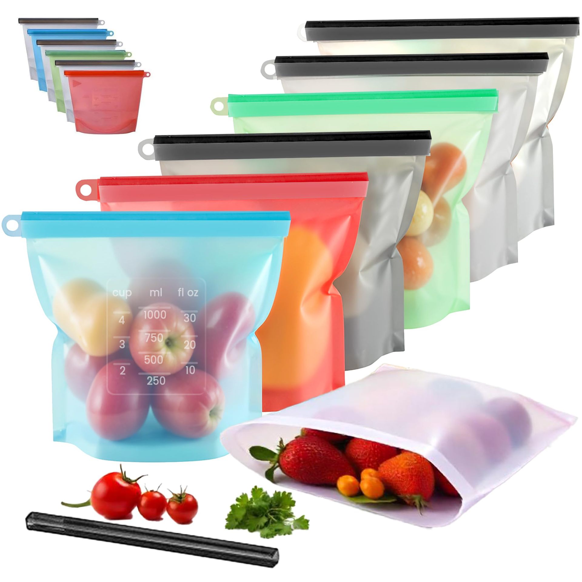 Food Storage Silicone Bags - 5pcs Silicone Food Storage Containers Leakproof