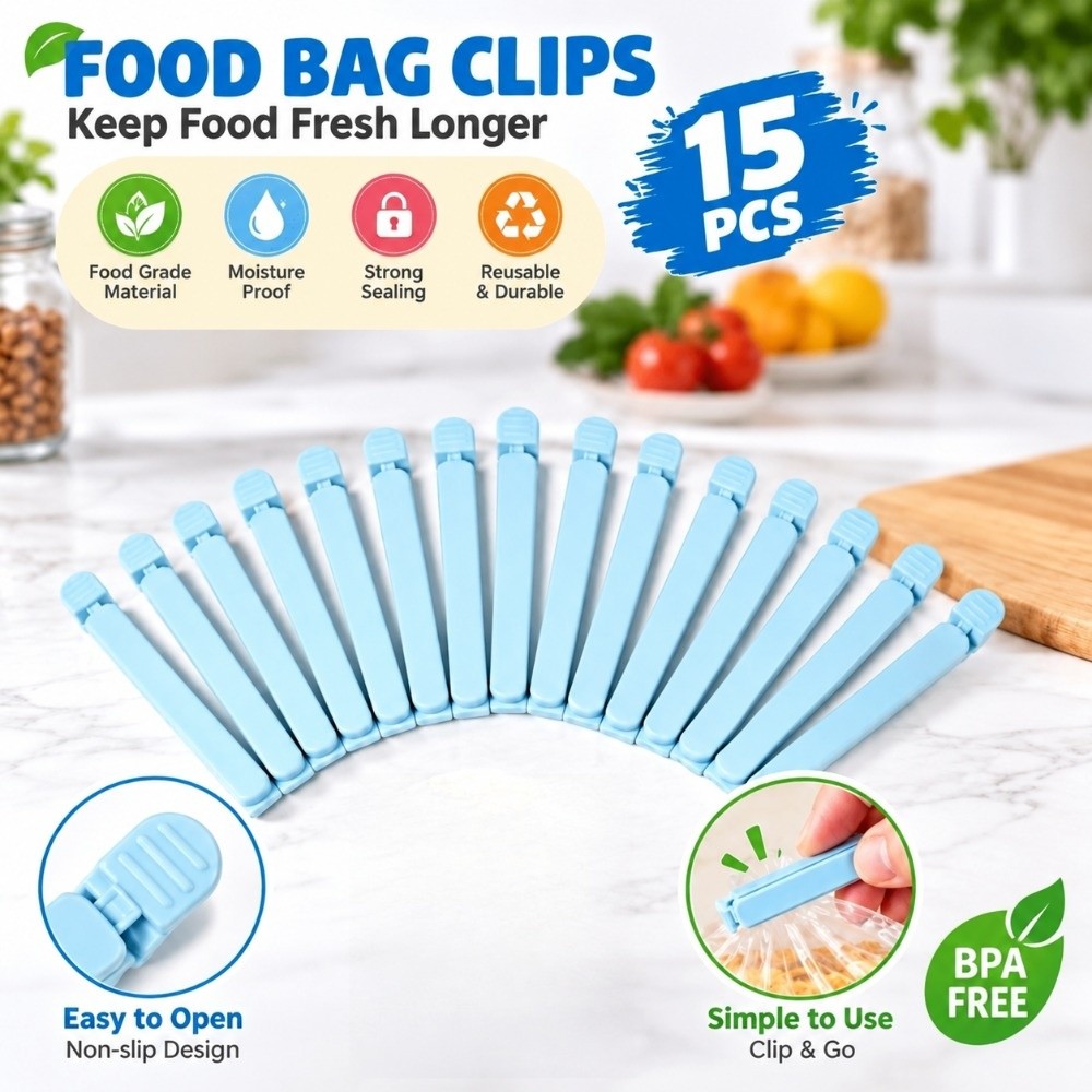 Food Storage Reusable Bags - 15 PCS Plastic Food Bag Sealing