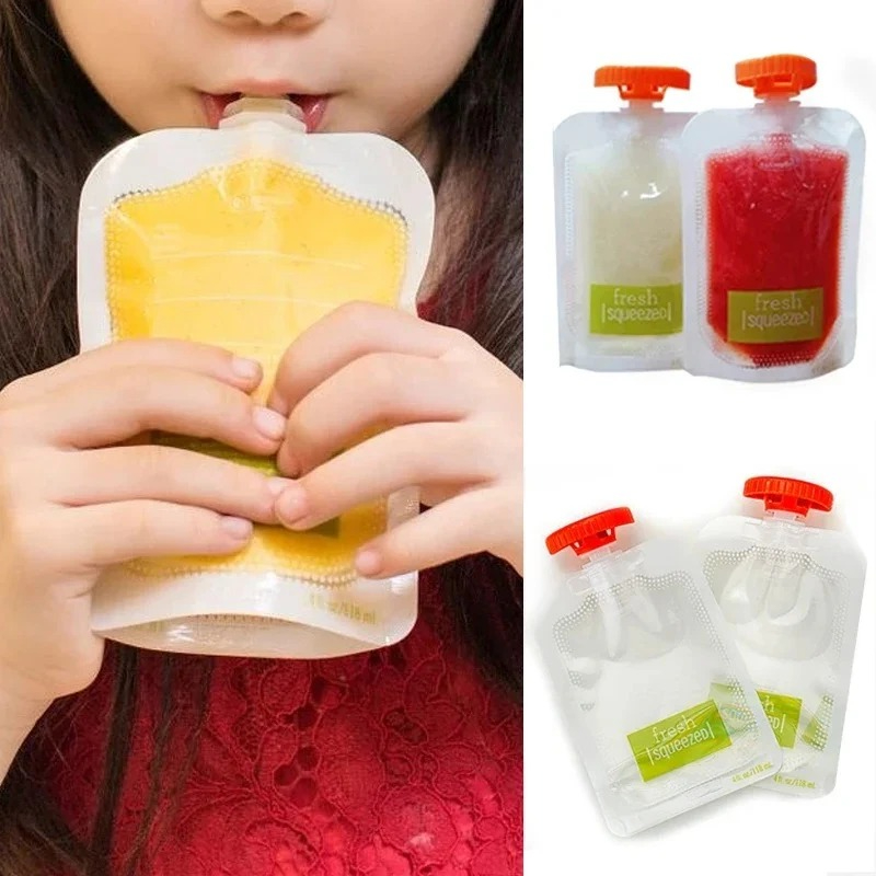 Food Storage Silicone Bags - 10Pcs Baby Food and Juice Box