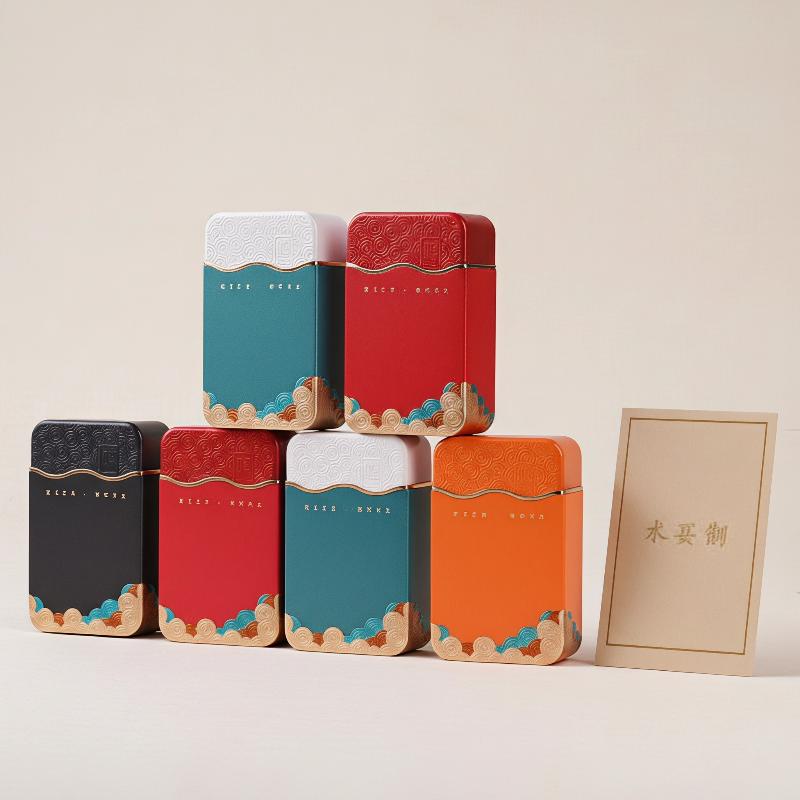 Food Storage Box Stainless Steel - Non-toxic Rectangular Wavy Pattern Metal Tea