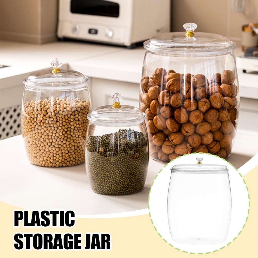 Food Storage Plastic Container - Large Transparent Plastic Sealed Jar with
