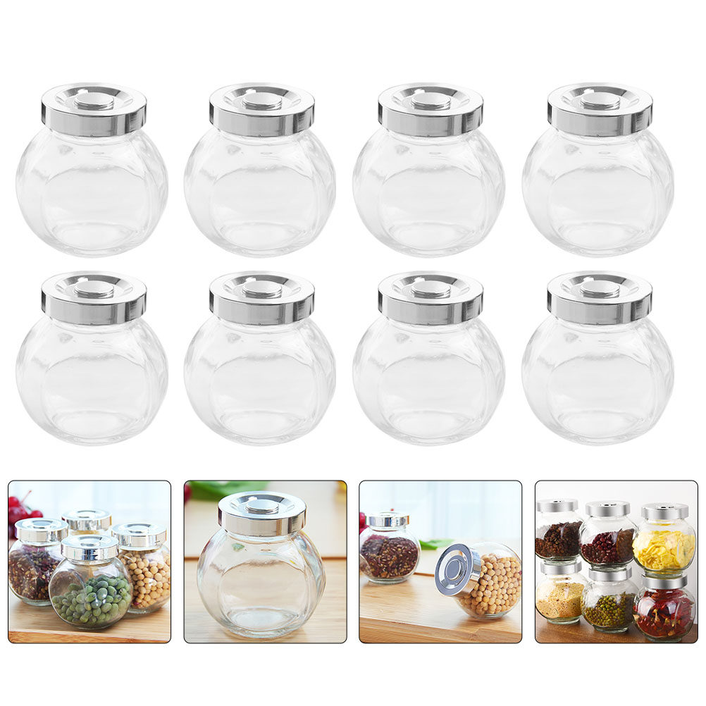 Food Storage Glass Jar - 8Pcs Glass Sealed Storage Jars Multipurpose