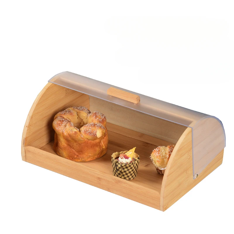 Bamboo Bread Box with Acrylic  - Food Storage Kitchen Cabinet recension och pris