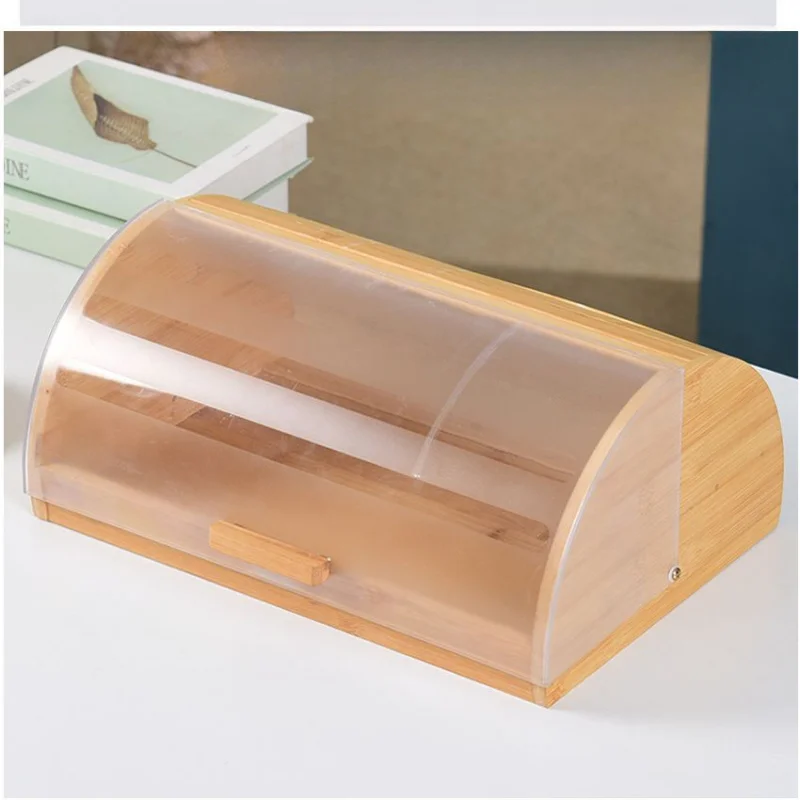 Bamboo Bread Box with Acrylic  - Food Storage Kitchen Cabinet recension och pris