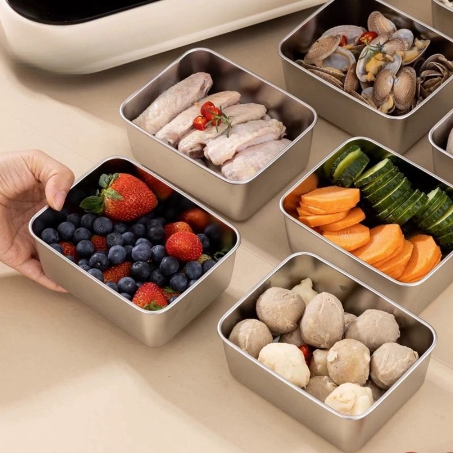 1-2-3pc Rectangular Stainless  - Food Storage Box Stainless Steel recension och pris