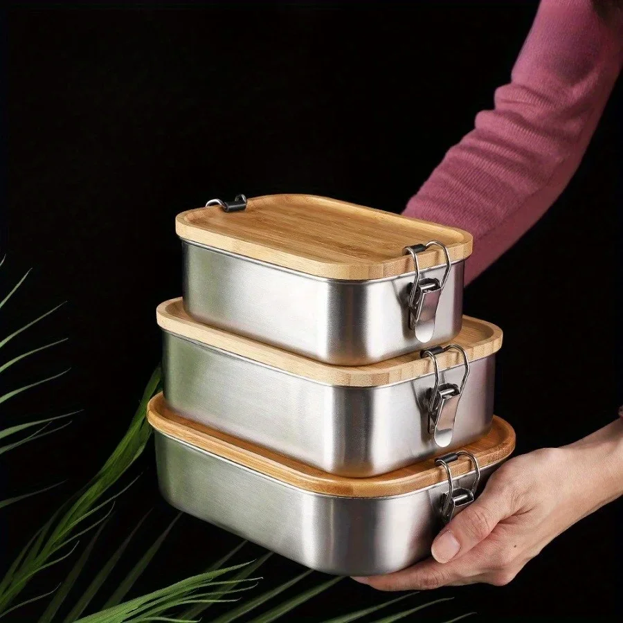 New 304 Stainless Steel Bamboo - Food Storage Box Stainless Steel recension och pris