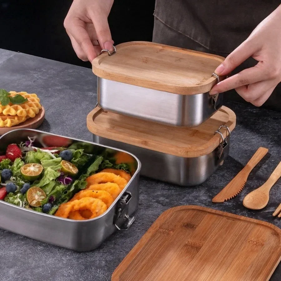 New 304 Stainless Steel Bamboo - Food Storage Box Stainless Steel recension och pris