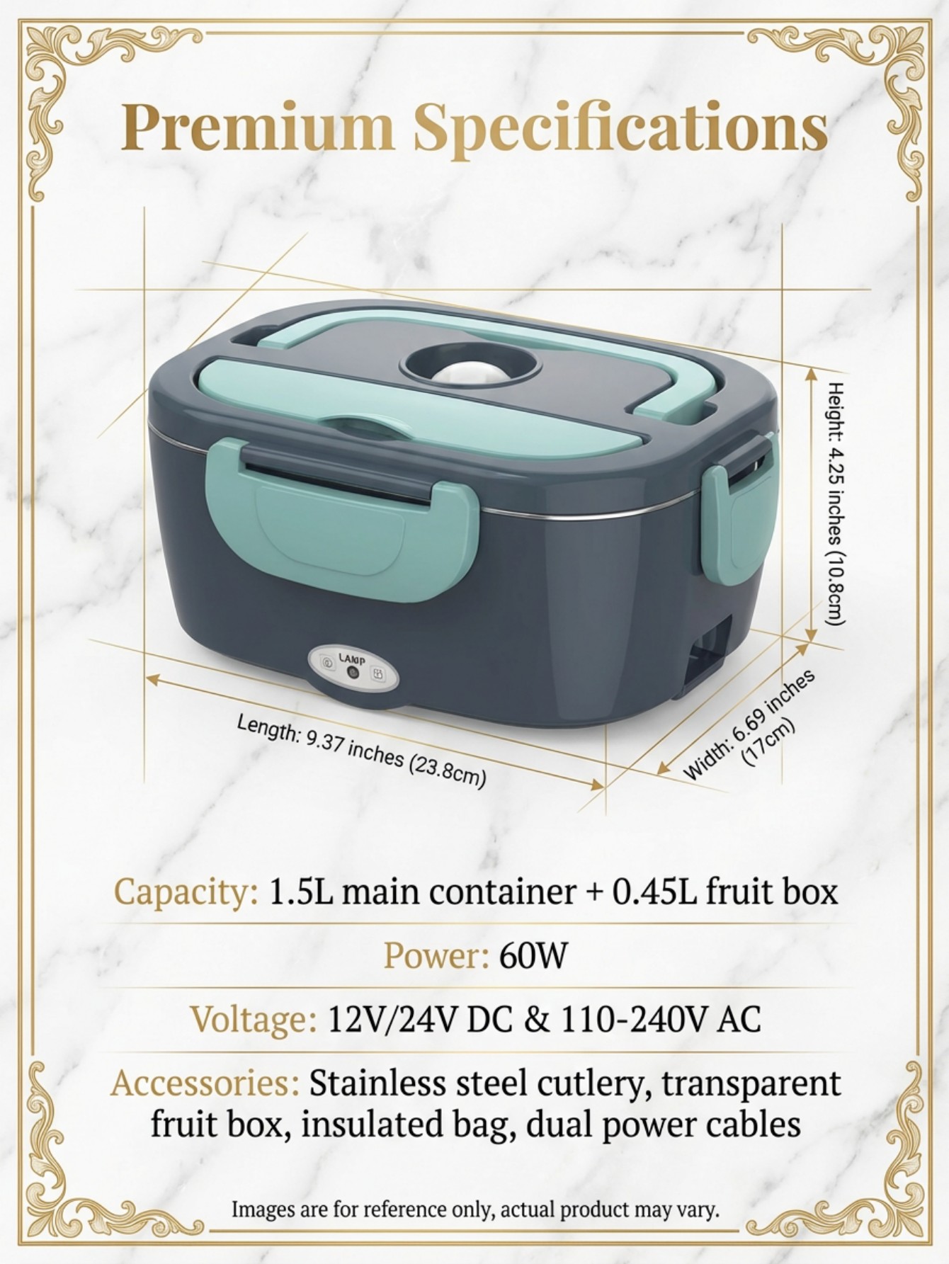 60W Electric Heated Lunch Box  - Food Storage Box Stainless Steel recension och pris