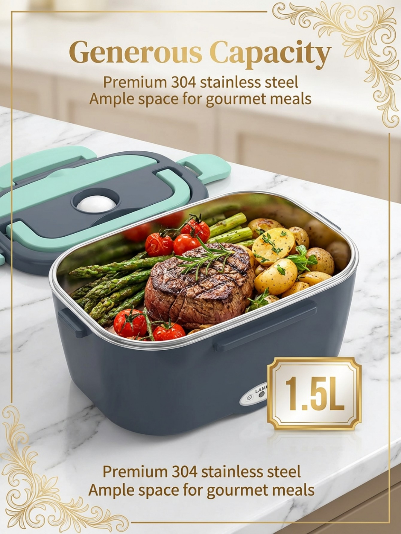 60W Electric Heated Lunch Box  - Food Storage Box Stainless Steel recension och pris