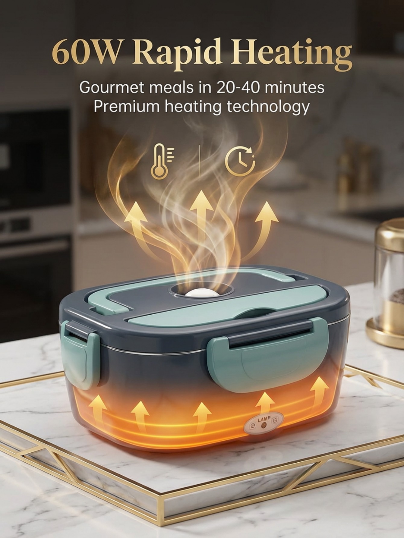 60W Electric Heated Lunch Box  - Food Storage Box Stainless Steel recension och pris