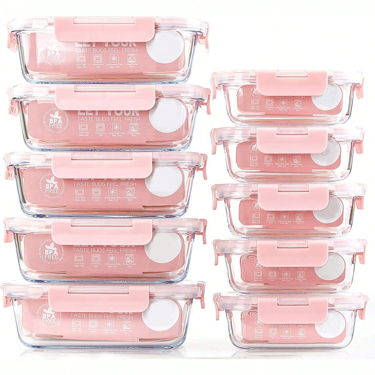 10 Pack Glass Meal Prep Contai - Food Storage Glass Box recension och pris