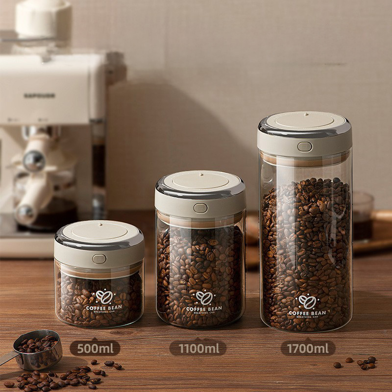 500/1100/1700ml Coffee Beans V - Food Storage Glass Jar recension och pris