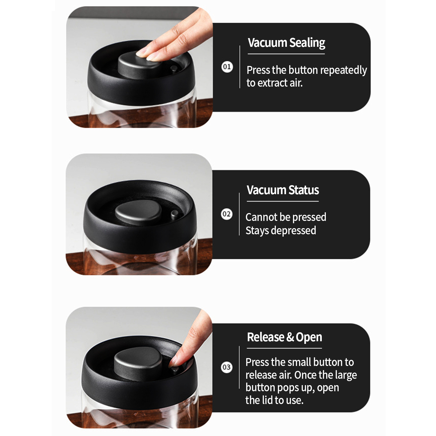OANKR Vacuum Coffee Canister 5 - Food Storage Glass Box recension och pris