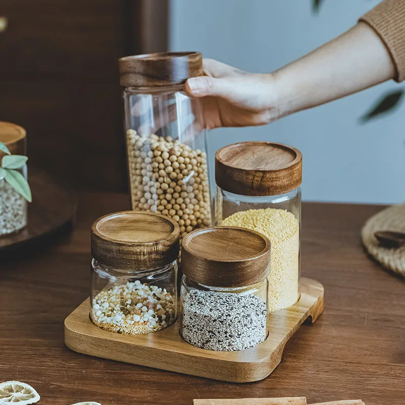 Wood Lid Orgnizer Glass Airtig - Food Storage Glass Jar recension och pris