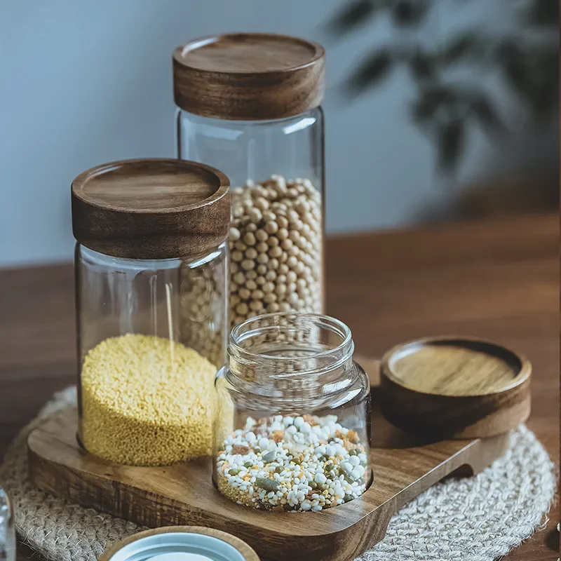 Wood Lid Orgnizer Glass Airtig - Food Storage Glass Jar recension och pris