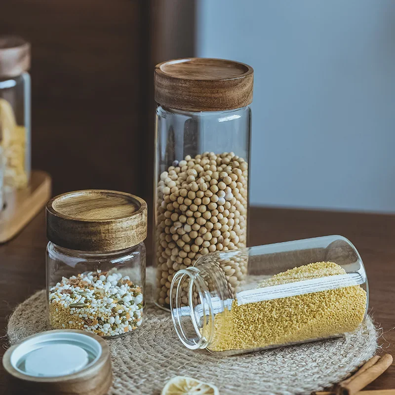 Wood Lid Orgnizer Glass Airtig - Food Storage Glass Jar recension och pris
