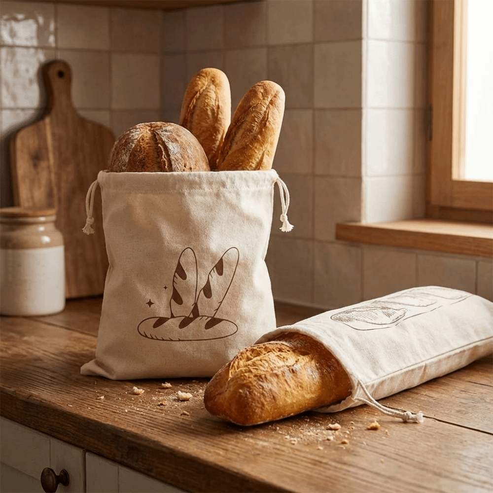2PCS Large Linen Bread Bag Eco - Food Storage Reusable Bags recension och pris