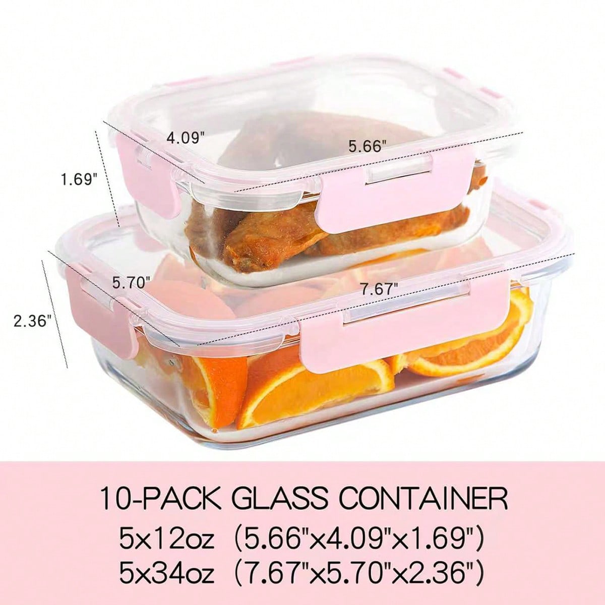 10 Pack Glass Meal Prep Contai - Food Storage Glass Box recension och pris