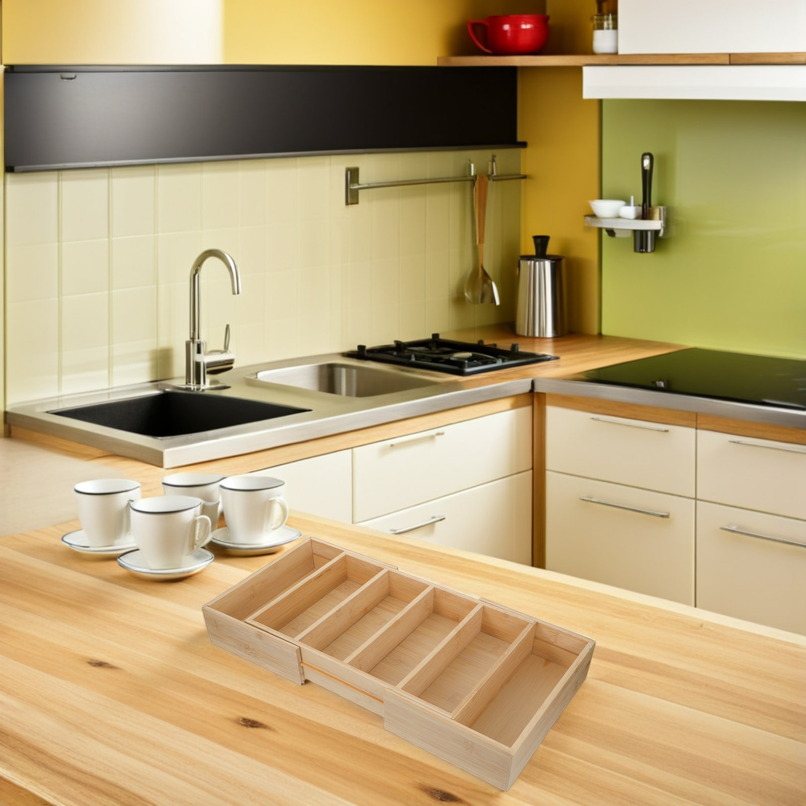 Bamboo Expandable Kitchen Cabi - Food Storage Kitchen Cabinet recension och pris
